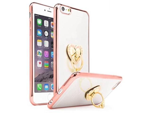 Iphone 6 Plus 6s Plus Case Bastex Ultra Thin Clear Luxury Tpu Rose Gold Bumper Case Cover With Attachable Heart Pink Diamond Ring Holder For Apple Iphone 6 Plus 6s Plus Newegg Com