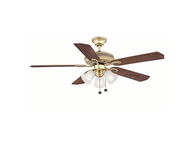 Glendale 52 in LED Indoor Flemish Brass Ceiling Fan with Light Kit by Hampton 