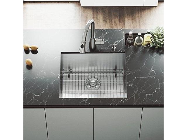 Vigo 23 Inch Undermount Single Bowl 16 Gauge Stainless Steel Kitchen Sink With Ayury Faucet Grid Strainer And Soap Dispenser