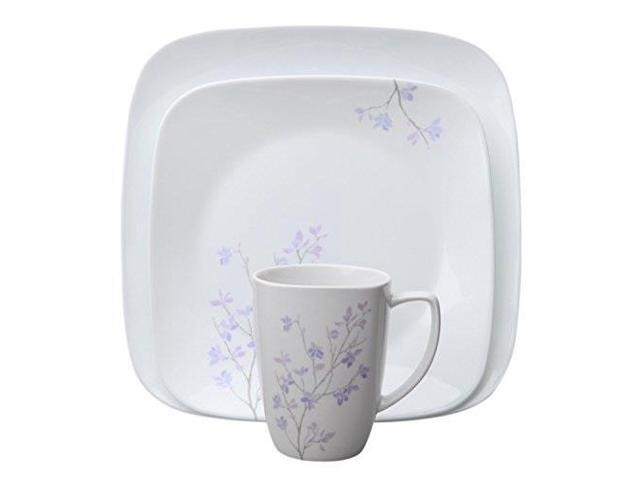 32 Piece Square Dinnerware Set Dishes Dinner Plates Kitchen Set for 8 Corelle