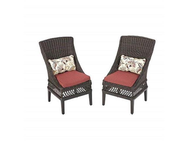 Hampton Bay Woodbury Patio Dining Chair With Dragon Fruit Cushion