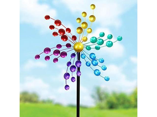 Garden Pinwheels Wind Spinner Outdoor Yard Decor Colorful Home Art Rainbow Stake 