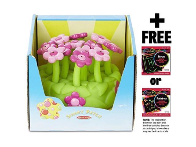 melissa & doug pretty petals sprinkler: sunny patch outdoor play series + free scratch art minipad bundle 67157