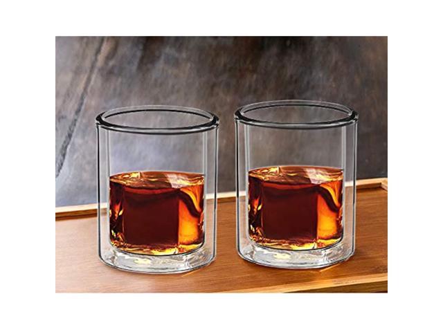 Sun's Tea Strong Double Wall Insulated Old-fashioned Whiskey Glasses, Classic Scotch Whiskey Glasses