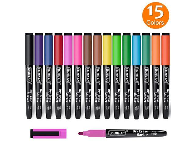 Shuttle Art Dry Erase Markers Bundle - 15 Colors Dry Erase Markers + 15 ...