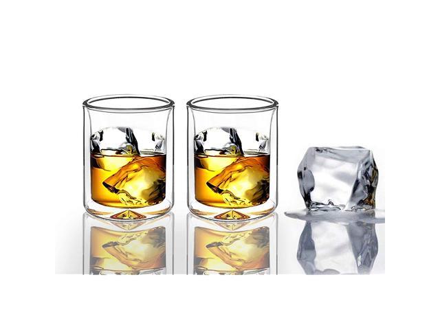 Sun's Tea Strong Double Wall Insulated Old-fashioned Whiskey Glasses, Classic Scotch Whiskey Glasses