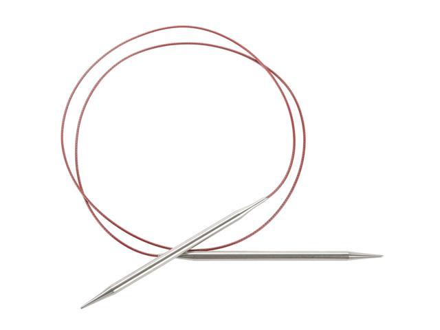 CHIAOGOO 32-Inch Red Lace Stainless Steel Circular Knitting Needles 0/2mm