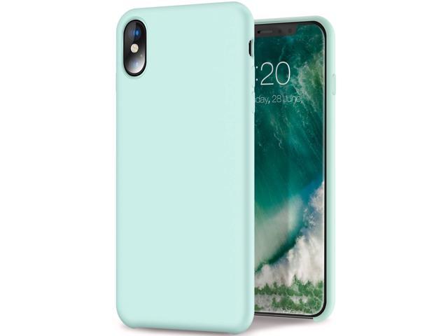 Iphone X Iphone Xs Case Liquid Silicone Gel Rubber Shockproof Case With Soft Microfiber Cloth Lining Cushion With Apple Logo For Iphone X Iphone Xs Tempered Glass Screen Protector Included Mint