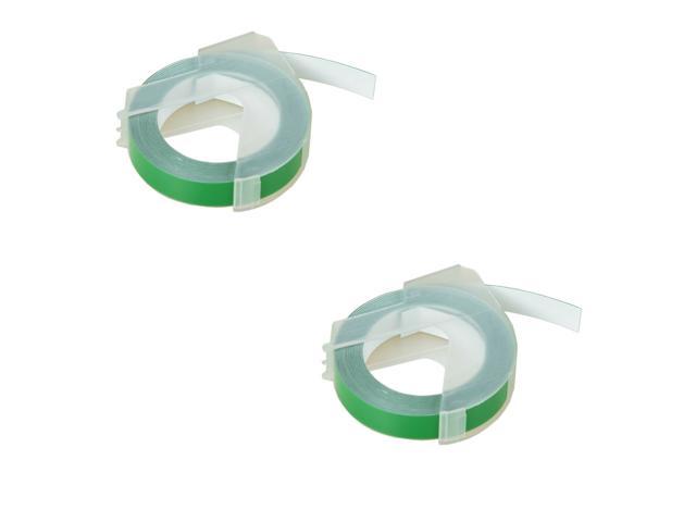 2PK White on Green 3D Embossing Tape For Dymo Label Maker Motex E-202 520103 