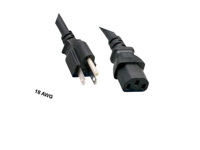 Kentek 10Ft 3 Prongs AC Power Cable NEMA5-15P/C5 18AWG 10A for for Laptop/LED TV 