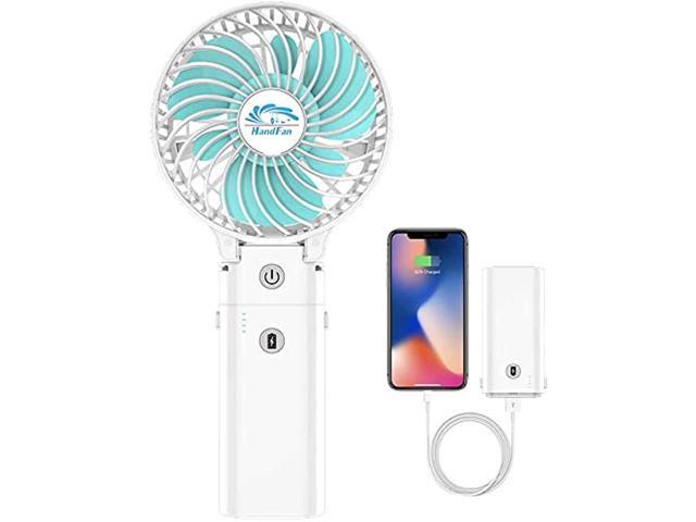 Can Charge Mobile Phones Tablets Feceyq Portable Handheld Fan Foldable Power Supply Desktop Fan Built-in 5200mAh Rechargeable Mobile Power Supply