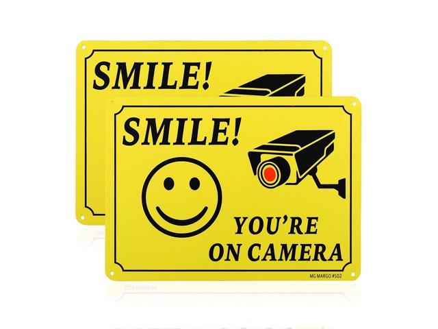 10"x7" Rust Free Alumi 4 Pack Video Surveillance Sign Smile You're on Camera 