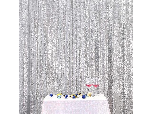 TRLYC 5FTx7FT Sparkly Silver Sequin Backdrop Sequin Curtain for Christmas Day 