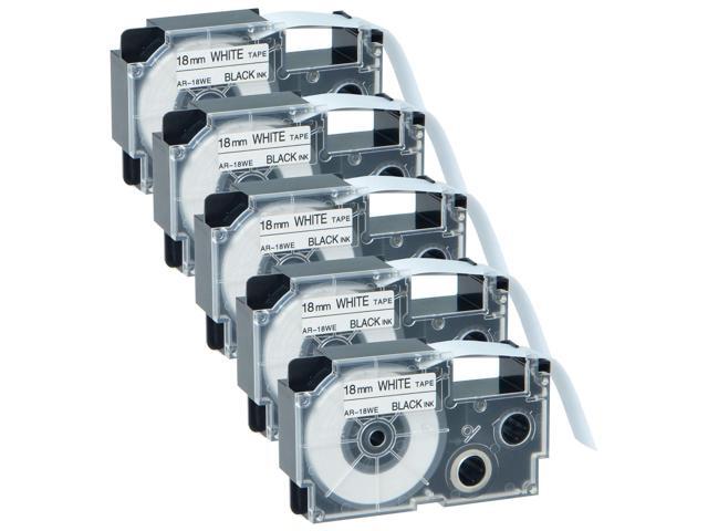 2PK Compatible Casio XR-12WE 12mm Black on White Label Tapes KL60 KL120 XR-12WE1