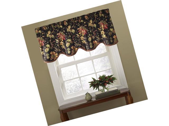 Waverly 10982050X015NO Felicite 50-Inch by 15-Inch Window Valance Noir