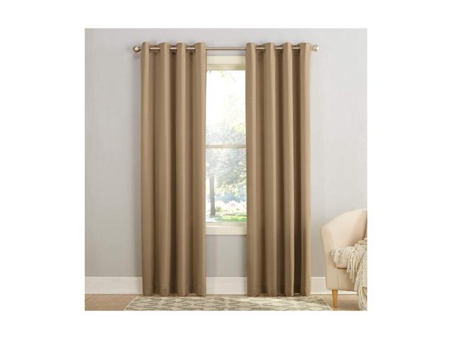 Sun Zero Barrow Energy Efficient Grommet Curtain Panel Taupe Brown