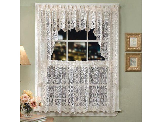 Lorraine Home Fashions Hopewell Lace Window Swags 58 Inch By 38