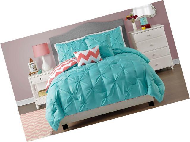 Vcny 4 Piece Sophia Reversible Comforter Set Twin Turquoise