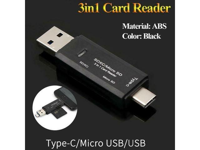 Micro USB 3in1 Type-C Card Reader Hub For Phone Tablet SD TF Memory Card Laptop