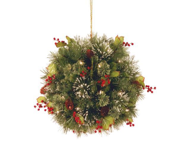 Ergode 16in. Wintry Pine(R) Kissing Ball with Battery Operated Warm White LED Lights