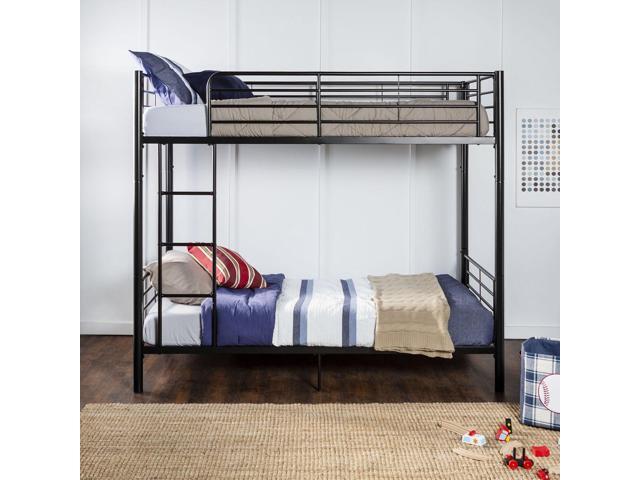 Photo 1 of Walker Edison Premium Twin Over Twin Black Metal Bunk Bed
