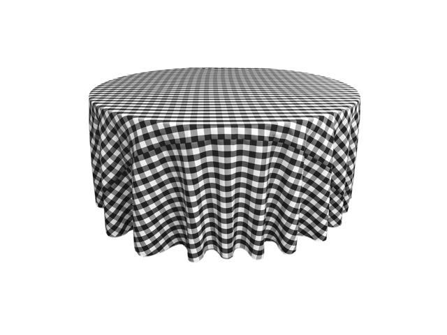 LA Linen Polyester Gingham Checkered 108-Inch Round Tablecloth, White ...