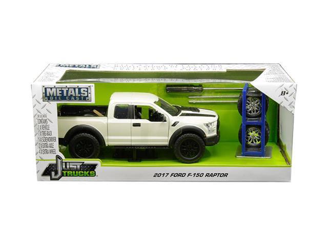 2017 Ford F 150 Raptor Pickup Truck Off White With Black Stripes And Extra Wheels Just Trucks Series 124 Diecast Model Car By Jada