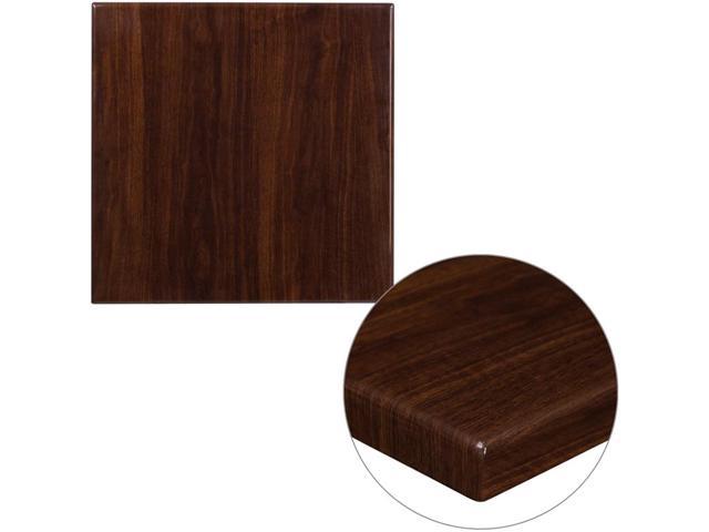 Photo 1 of 24'' Square High-Gloss Walnut Resin Table Top with 2'' Thick Drop-Lip