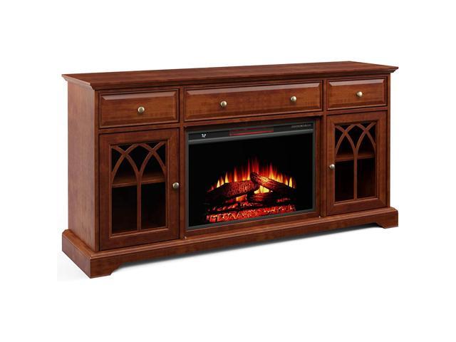 60 Gothic Arch Tv Stand With Electric Fireplace Walnut 1903ez 60wn26kt Newegg Com
