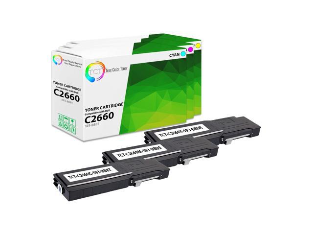TCT Premium Compatible High Yield Toner Cartridge Replacement for Dell C2660DN C2665DNF Printers 4 Pack Black 593-BBBU, Cyan 593-BBBT, Magenta 593-BBBS, Yellow 593-BBBR