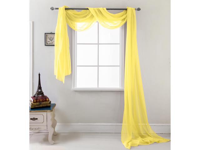 Celine Sheer 55 X 216 In Sheer Curtain Scarf Neon Yellow