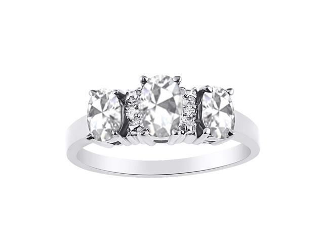 Diamond /& White Topaz Ring Set In Sterling Silver Color Stone Birthstone Ring