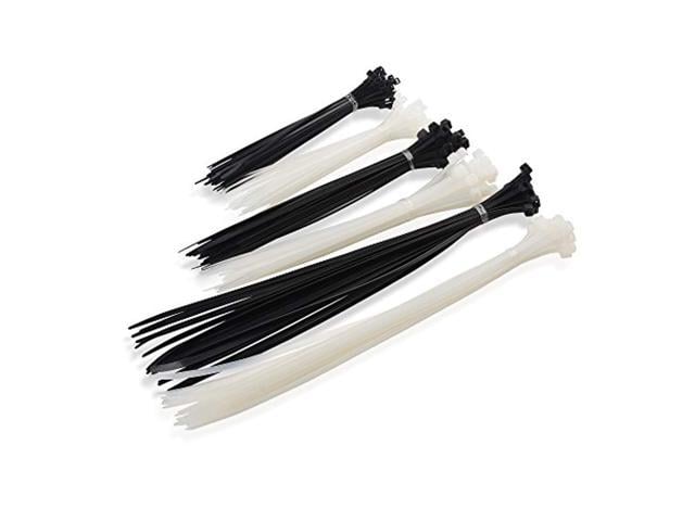 Photo 1 of cable matters (combo pack) 200 self-locking 6+8+12-inch nylon cable ties (tie wraps/zip ties) in black & white