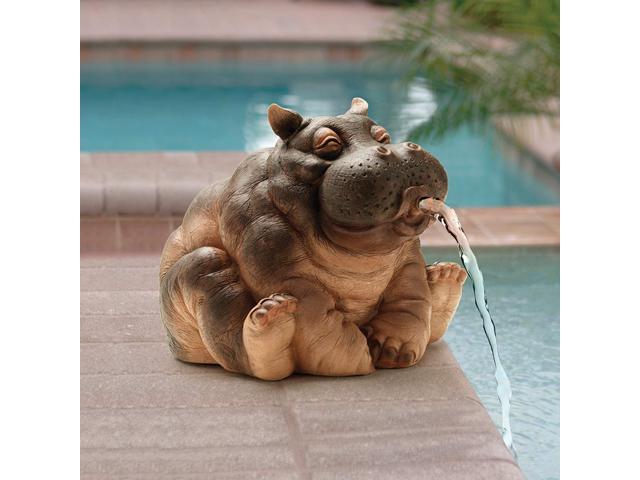 Ponds Water Features Design Toscano Hanna The Hippo African Decor Piped Pond Spitter Statue Water Fea Home Garden