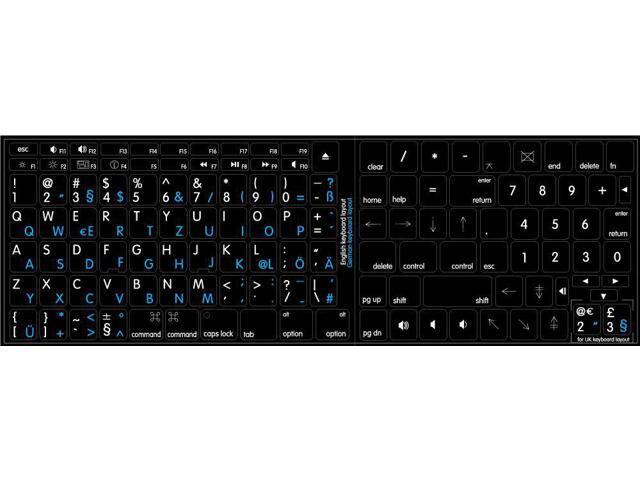 MAC ENGLISH-GERMAN KEYBOARD STICKERS WHITE BACKGROUND