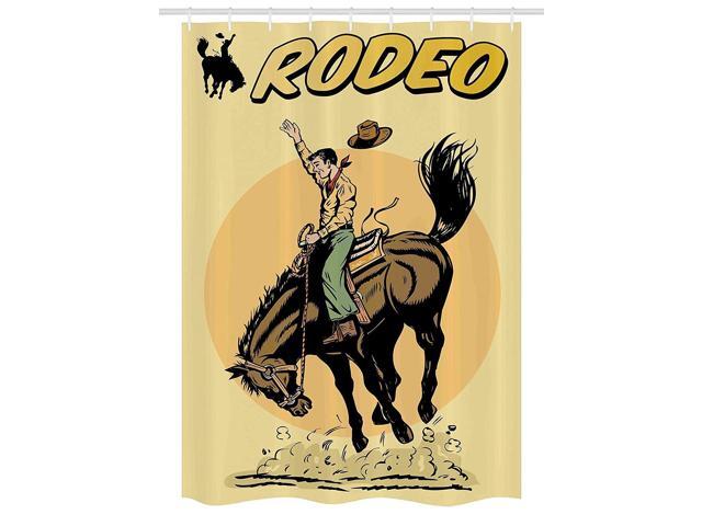 Ambesonne Retro Stall Shower Curtain Old Style Art Of Rodeo