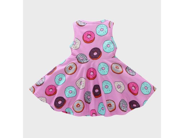 YOUNGER TREE Toddler Girls Donut Dress Doughnut Print One-Piece Skirt Sleeveless Princess Floral Dress