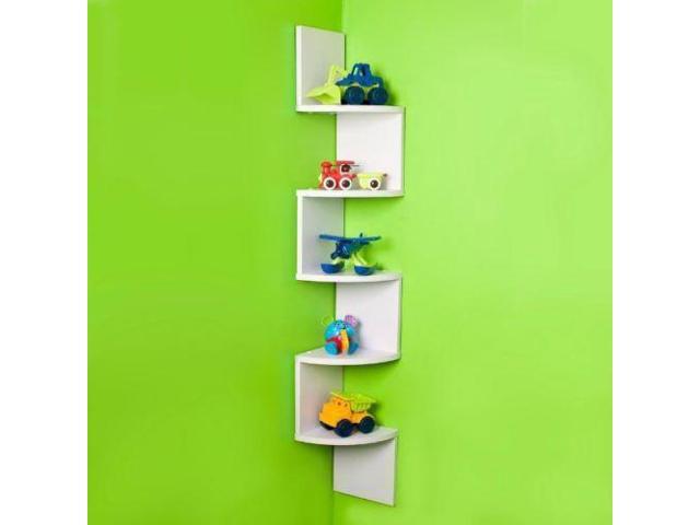 Js Floating Corner Wall Shelf Decorative Display Storage Zig Zag Round 7 X7 7x48 Newegg Com