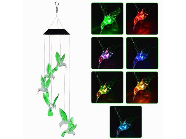 Outdoor Color-Changing LED Hummingbird Solar Wind Chimes Yard Home Garden Decor#