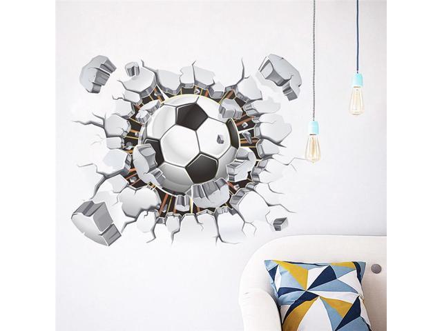 Broken Wall Football 3D Vivid Wall Stickers For Kids Rooms Home Decoration Art 