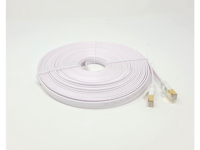 Micro Connectors Cat7 Shielded RJ45 Flat Patch Cable w/ Cable Clips, White,  75ft - Cat 7 Network Cables - Memory Express Inc.