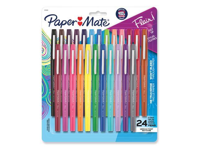 Paper Mate Point Guard Flair Bullet Point Stick Pen, Assorted Colors, .7mm, 24/