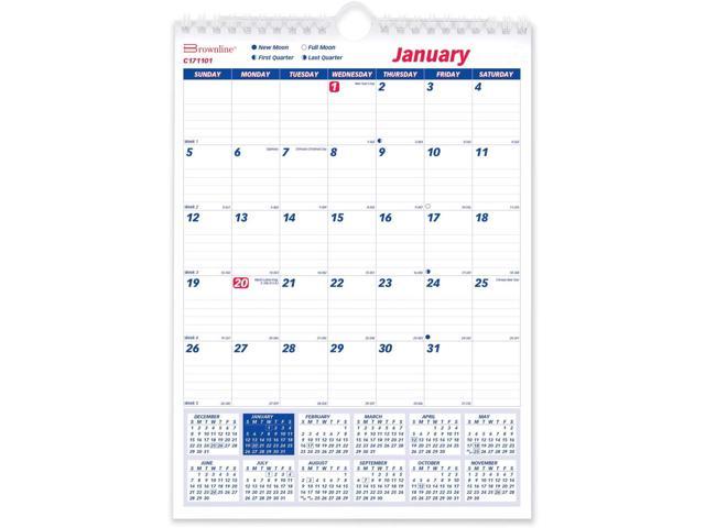 Brownline One Month Per Page Twin Wirebound Wall Calendar 8 x 11 2023 ...