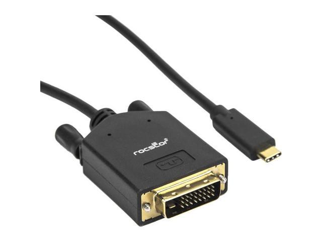 Rocstor Y10C205-B1 6Ft Usb-C To Dvi-D M/M Cable Dual Link 2560X1600 Sngl 1920X1200