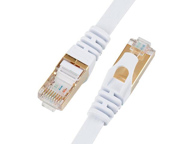 2m// 6.5ft, White-2pack Ethernet/ Cable,/ VANDESAIL/ CAT7/ Network/ Cable/ RJ45/ High/ Speed/ STP/ LAN Cord Gigabit/ 10//100//1000Mbit//s/ Gold/ Plated/ Lead