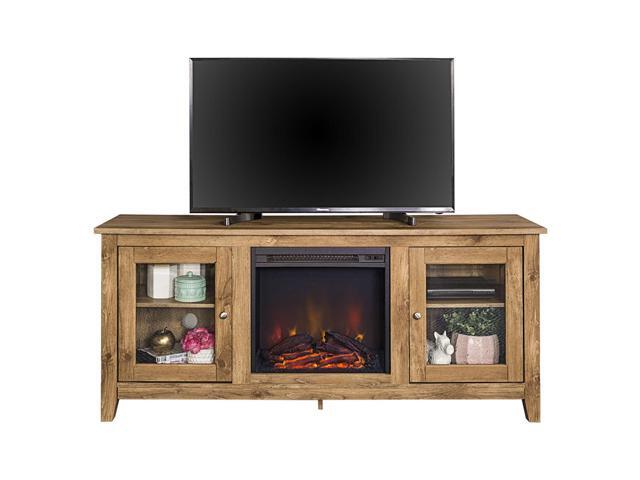 Office Accents 58 Wood Media Tv Stand Console With Fireplace Barnwood Newegg Com