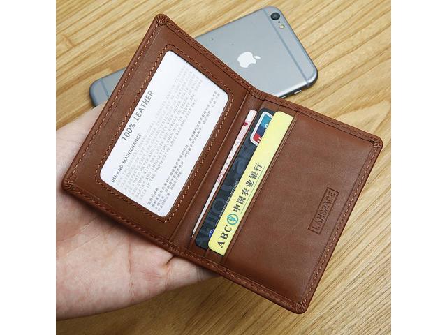 LANSPACE men/'s Leather card holder small card id holders fashion wallet case