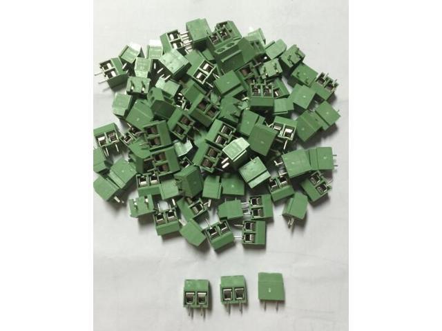 100Pcs 5mm 5.0mm Pitch 2 Pin Straight Screw Terminal Block Connector 300V 15A