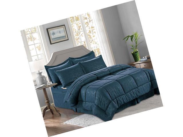 Elegant Comfort 67rw 8pc Bamboo Comforter Tw Navy