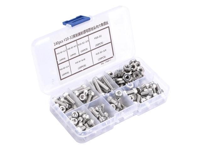 140pcs 10 32 Stainless Steel Hex Socket Cap Head Bolts Hex Screw